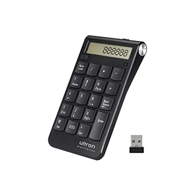 Abbildung von Ultron 364181 UN2 Ziffernblock, 2,4 GHz Taschenrechner USB Ziffern Block Kabellos, Numpad Wireless mit Multi Funktion 20 Tasten, Tastatur Display für Macbooks, PC und Laptops