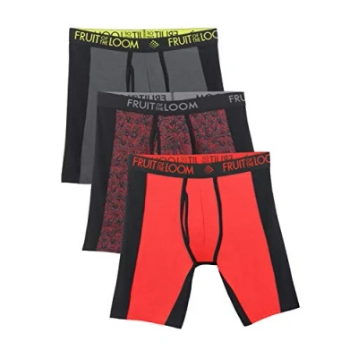 Abbildung von Fruit of the Loom Herren Atmungsaktive Boxershorts, feuchtigkeitsableitende Unterwäsche, Multipacks Retroshorts, Langes Bein Mikro Mesh 3er Pack Flexible Seitenteile, Small