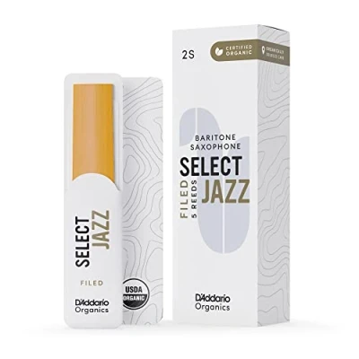 Abbildung von D&#039;Addario Organisch Select Jazz Filed Baritone Saxophon Stimmzungen Saxophonrohre Das erste und einzige Bio Schilfrohr 2 Weich, 5 Packung