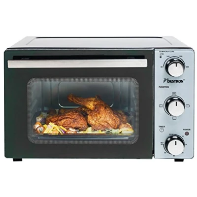 Abbildung von bestron Minibackofen &quot;AOV20 kompaktes Gerät&quot;, 1300 W, Edelstahl, Schwarz