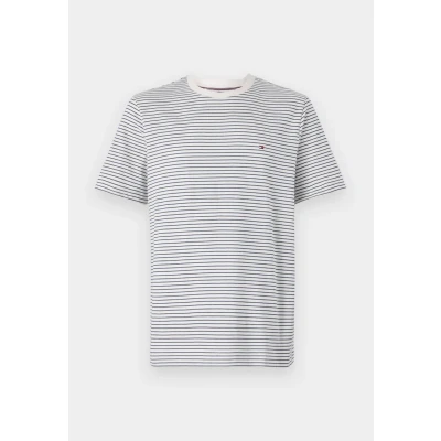 Abbildung von Tommy Hilfiger Herren T Shirt Kurzarm Seasonal Solid Tee mit Rundhalsausschnitt, Mehrfarbig (Ivory Petal/Preppy Navy), XS