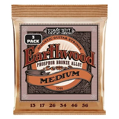 Abbildung von Ernie Ball Earthwood Medium Akustik Gitarrensaiten, Phosphor Bronze, 3er Pack, Stärke 1356