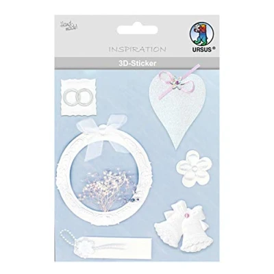Abbildung von Ursus 56420051 3D Sticker Hochzeit, bestehend aus mehreren Ebenen, verschiedenen hochwertigen Materialien, selbstklebend, ideal zum Verzieren von Grußkarten und Geschenken, Motiv 51