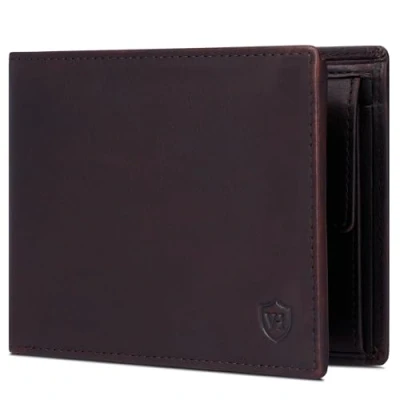 Abbildung von VON HEESEN Leder Geldbörse RFID Schutz I Echtleder Geldbeutel für Damen &amp; Herren Portemonnaie Brieftasche Wallet Portmonee (Braun Waxy)