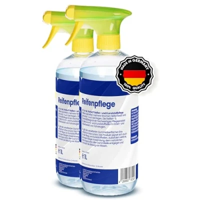 Abbildung von MR. PERFECT® 2x1L Reifenglanz Auto Kunststoffpflege &amp; Gummipflege für Außen Schwarz Reifenpflege Autoreifen Pflege und Reifen Reiniger Reifenschwarz