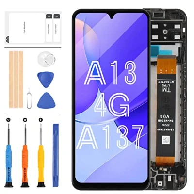 Abbildung von LCD Bildschirm für Samsung Galaxy A13 SM A137 Ersatz A137F A137F/DSN Display Touchscreen Digitizer Montage Schwarz mit Rahmen (nicht passend 5G)