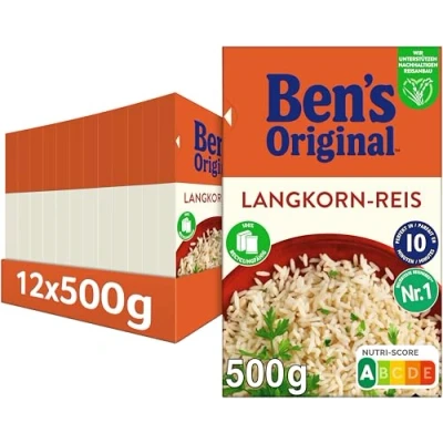 Abbildung von BEN’S Original Ben&#039;s Langkorn Reis Lose 10 Minuten, 12 Packungen (12 x 500g)