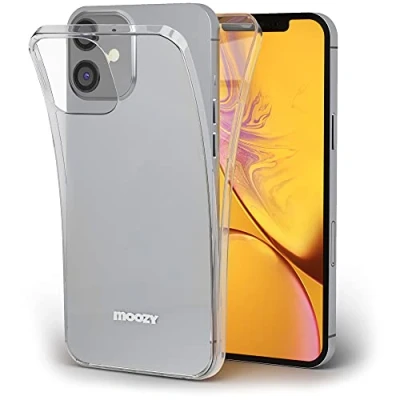 Abbildung von Moozy 360 Grad Hülle für iPhone 12, 12 Pro Vorne und Hinten Transparenter TPU Ultra Dünne Weiche Silikon Handyhülle Case