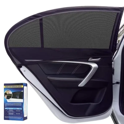 Abbildung von LYUNIT 2 Stück Sonnenschutz Auto Baby, Universal Sonnenblende Netz mit UV Schutz/Blendschutz, Autofenster Kinder für Schützt Kinder, Erwachsene, Haustiere