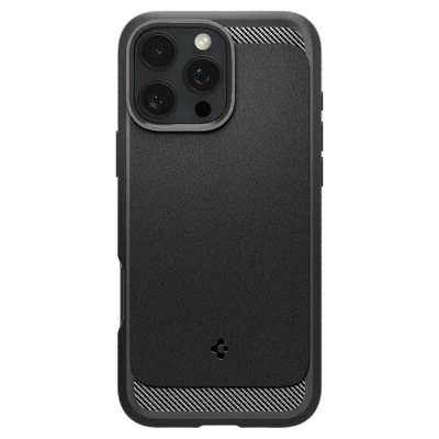 Abbildung von Apple iPhone 16 Pro Hülle MagSafe Silikon Spigen Soft Case/Backcover Handyhülle Schwarz Shockproof/Stoßfest