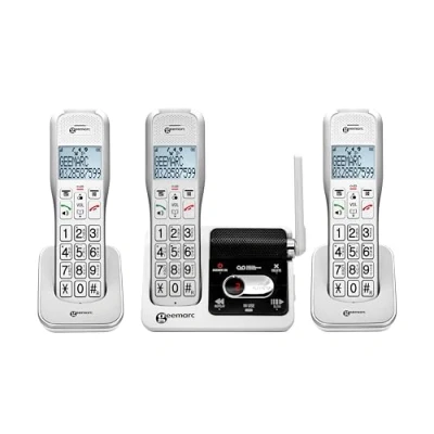 Abbildung von Geemarc Amplidect 595 U.L.E Trio 3er Pack schnurloser Telefone mit SOS Funktion und großen Tasten für Senioren Mittlerer bis Schwerer Hörverlust Version DE