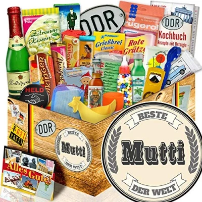 Abbildung von Geschenkset Ostpaket 24tlg. / mit Buch Marken der DDR/Beste Mutti Welt