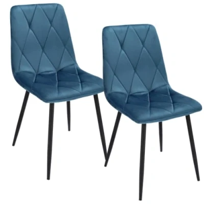 Abbildung von JUMI Modern 2er Set Esszimmerstuhl PIADO 44 x 89 52 cm, Stühle Esszimmer, Wohnzimmer, Schlafzimmer, Bürostuhl Ohne Armlehne Schreibtischstuhl, Schminktisch Stuhl Metallbeine (Marine)