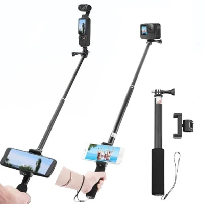Abbildung von Fenmaru Selfie Stick für DJI Osmo Pocket 3 mit Handyhalterung Clip, 90CM Verlängerung 2 Gopro Hero 12 11 10 9 8