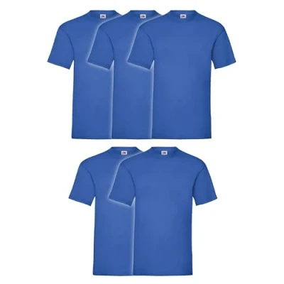 Abbildung von Fruit of the Loom 5er Pack Valueweight T Shirt + GRATIS MyShirt Stoffbeutel, Farbe:royal, Größe:XL