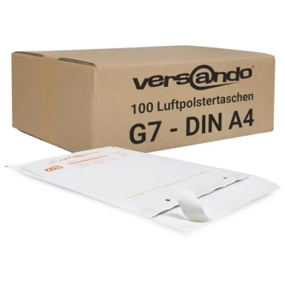 Abbildung von versando 100x G7 Luftpolsterumschläge Innenmaß 230 x 340 mm Außenmaß 250 350 weiß für DIN A4