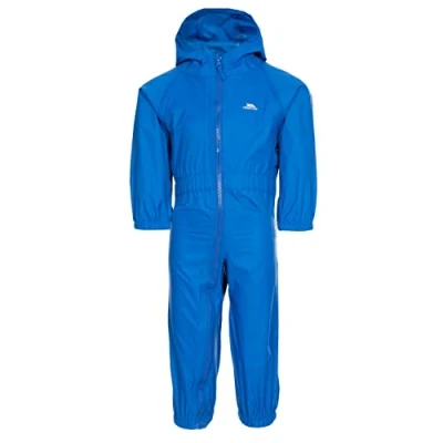 Abbildung von Trespass Unisex Kinder Button Wasserdichter Regenanzug mit Kapuze, Blau, 18 24 Monate EU