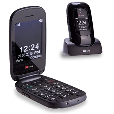 Abbildung von TTfone Lunar große Tasten unkompliziert Simlock frei Klapp Design Mobiltelefon (Schwarz)
