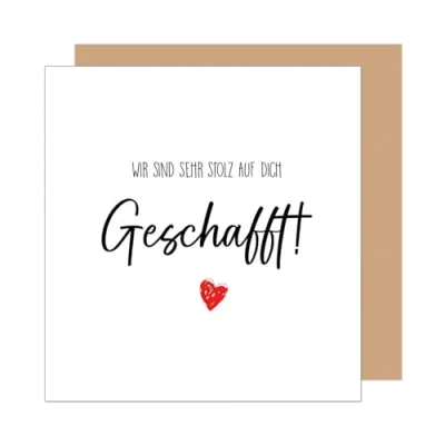 Abbildung von Edition Seidel Premium quadratische Glückwunschkarte zur bestandenen Prüfung mit Umschlag. Grußkarte Karte Spruch Abschluss Feier Abitur Studium Mann Frau Jugendliche Jugendlicher (PRQ106 SW025)