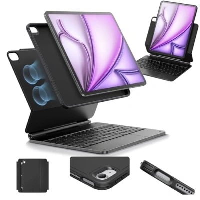 Abbildung von ESR iPad Air 13&quot; (M2, 2024) Hülle mit Tastatur, 13 Zoll Tastaturhülle Einzustellendem Magnetständer, Hoch /Erhöhter Modus, Abnehmbare Schutzhülle, Rebound 360 Serie, Anthrazit
