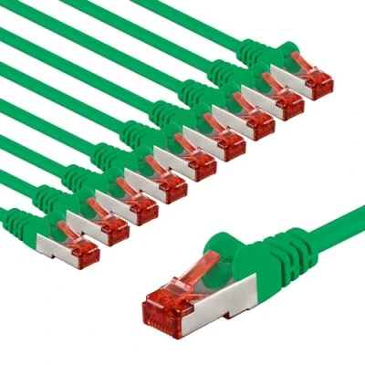 Abbildung von goobay 66013 CAT6 Netzwerkkabel im 10er Set/Patchkabel geschirmt S/FTP/CU Ethernet Kabel, PiMF, LSZH/Cat 6 Kabel mit 10Gbits / Grün 10x 1m