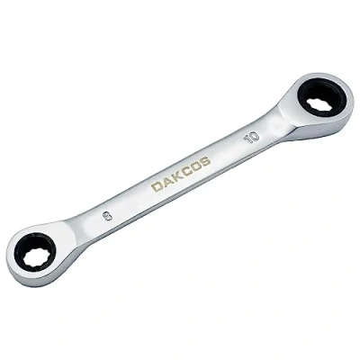 Abbildung von DAKCOS 2 in 1 Ratschenschlüssel 8x10mm Doppel Ratschenringschlüssel aus CR V mit mattierter Chromoberfläche