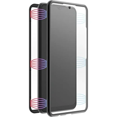 Abbildung von Black Rock Hülle 360 Grad Glass Case Passend für Samsung Galaxy A23 5G I Handyhülle, Magnet Verschluss, Cover (Transparent mit schwarzem Rahmen)