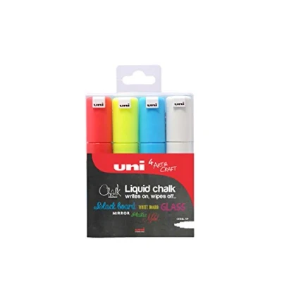 Abbildung von Whiteboard und Kreidemarker Uni Chalk PWE 8K 4 Stück 8mm