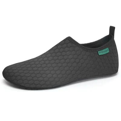 Abbildung von IceUnicorn Badeschuhe Damen Strandschuhe Herren Barfuss Socken Schwimmschuhe Aquaschuhe Wasser leich(354Schwarz,36/37EU)