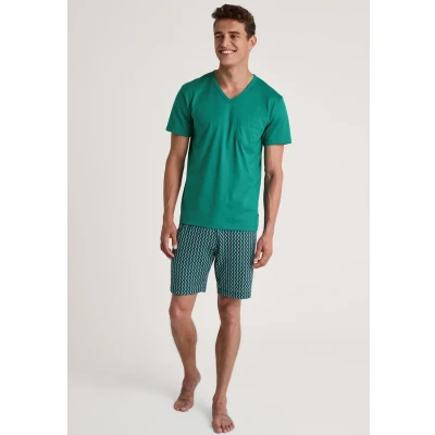 Abbildung von CALIDA Relax Imprint Kurz Pyjama Herren, aus 100% Baumwolle, pflegeleicht, elastisch und formstabil, in Single Jersey