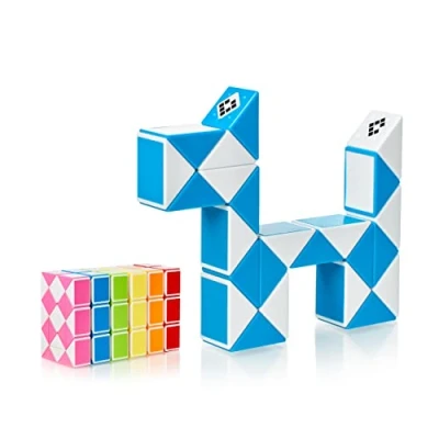 Abbildung von CUBIDI® Original Magic Snake 24 Blöcke Blau Knobelspiele für Kinder und Erwachsene Ideal als Mitgebsel Kindergeburtstag, Kindergeburtstag Gastgeschenke oder kleine Geschenke