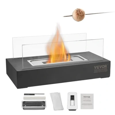 Abbildung von VEVOR Feuerstelle Feuerschale Feuerkorb Rauchfrei Tischkamin mit Glas 35x18x14cm