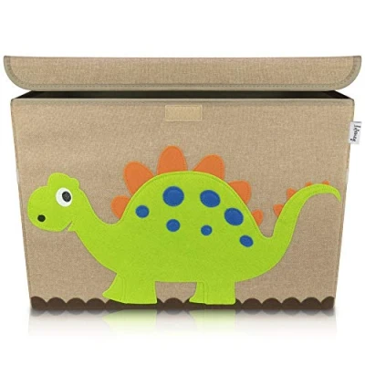 Abbildung von LIFENEY Aufbewahrungsbox Kinder groß 51 x 36 I Spielzeugkiste Kiste mit Deckel für Kinderzimmer Aufbewahrungsboxen Spielzeugaufbewahrung (Dino)