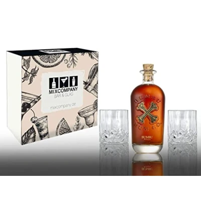 Abbildung von Bumbu Geschenkset Rum Original 0,7L (40% Vol) + 2 Tumbler Kristalloptik Spirituose aus 100% [Enthält Sulfite]