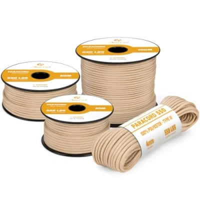 Abbildung von Abma Cord Paracord 4mm 50m Schnur Typ III 550 Seil 7 Kern für Outdoor, Camping, Survival, Basteln, Armband Max. 250kg Khaki