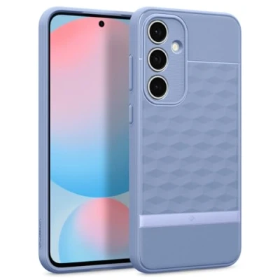 Abbildung von Caseology Parallax Hülle kompatibel mit Samsung Galaxy S24 FE 5G [Ergonomisches 3D Hexa Würfel Design] (TPU und PC Lila)