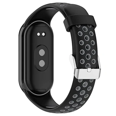 Abbildung von INF Armband Kompatibel mit Xiaomi Mi Band 8 Fitnessarmband, Uhrenarmband Silikon, Zweifarbiges Design, Atmungsaktiv Ersatzarmband, Uhrenarmbänder Grau + Schwarz