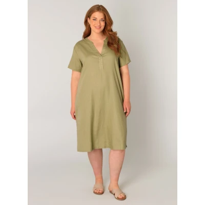 Abbildung von Base Level Curvy Tunikakleid Yacinthe mit Leinen