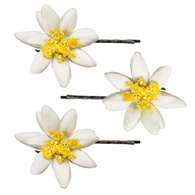 Abbildung von Alpenflüstern Trachten Haarklammern Edelweiß Blüten 3er Set (creme weiß) ADV104