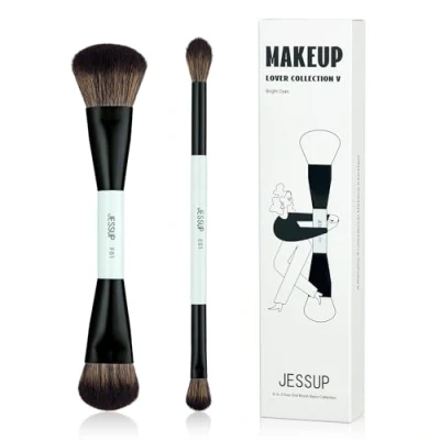 Abbildung von Jessup Pinselset Make Up Pinsel Set, 2tlgs Makeup Pinsel, 4 in 2 Duo End Basiskollektion, Foundation Kontur Highlighter Lidschatten helles Zyan T502