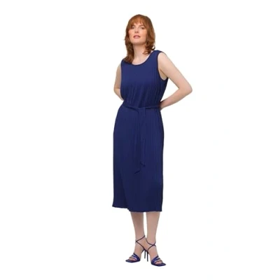 Abbildung von Ulla Popken Sleeveless Pleated Freizeitkleid, Damen, Größe: 46/48, Deep blue