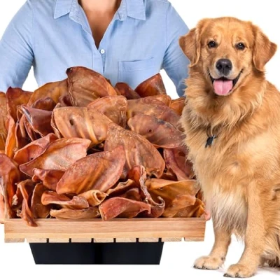 Abbildung von Schweineohren (100 Stück) Leckerlis für Hunde Hundeknochen große