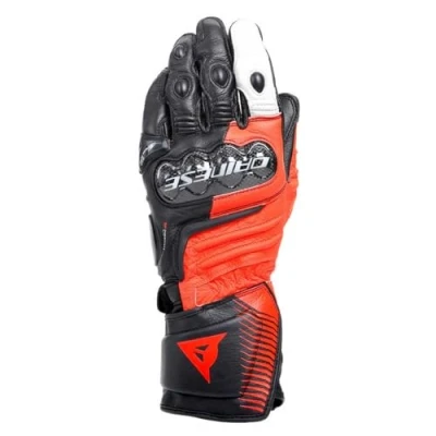 Abbildung von Dainese Carbon 4 Long Gloves, Lange Sport Motorradhandschuhe aus Leder, Knöchelschoner Carbon, Mann, Schwarz/Fluo Rot/Weiß, XXL