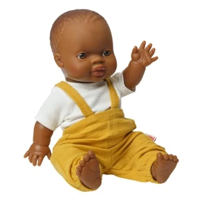Abbildung von Jungs Babypuppe Jano mit Bio Latzhose, honiggelb, 34 cm