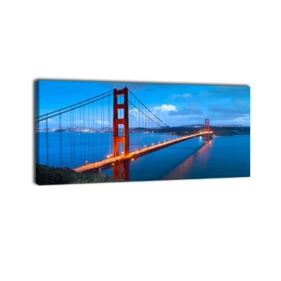 Abbildung von wandmotiv24 Leinwandbild Panorama Nr. 178 Golden Gate Bridge 100x40cm, Keilrahmenbild, Bild auf Leinwand, Amerika LA Brücke