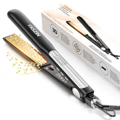 Abbildung von Faszin 2 in 1 Glätteisen Locken und Glätten, Titanplatten Ionen Haarglätter für einen glatten Stil, 20s Schnellaufheizung, mit LCD Display, 130C 230C Onyxschwarz