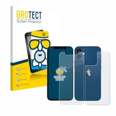 Abbildung von BROTECT Entspiegelungs Schutzglas für Apple iPhone 12 mini (Display+Rückseite) Schutz Folie Panzerfolie Glas Matt [Extrem Kratzfest 9H, Anti Reflex]