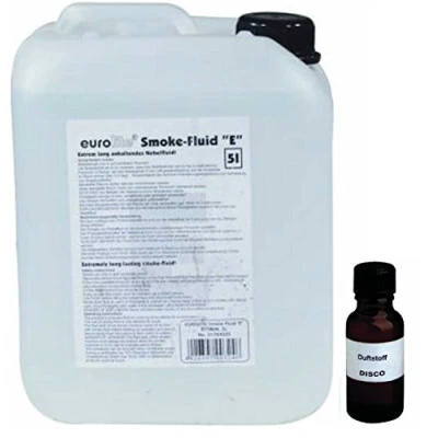 Abbildung von 5 Liter Eurolite E (Extrem) Nebelfluid + 30 ml Duftstoff Disco Energy, Smoke Fluid, Nebel Fluid Flüssigkeit für Nebelmaschine