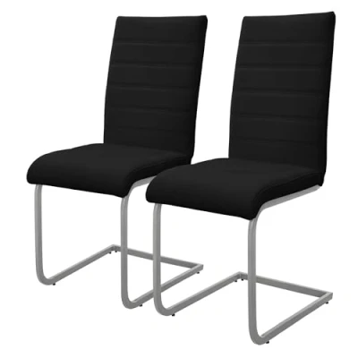 Abbildung von ML Design Esszimmerstühle 2er Set, Schwarz, Schwingstuhl, Freischwinger Stuhl mit hoher Rückenlehne, Ergonomische Küchenstühle aus Kunstleder &amp; Metall, Moderner Polsterstuhl für Esstisch Wohnzimmer