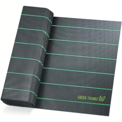 Abbildung von Green Thumbz Unkrautvlies Wasserdurchlässig 100g/m² Extra stark Gartenvlies Gegen Unkraut Reißfest und UV beständig unkrautfolie Für Garten, Hochbeet, Einfahrt, sandkastenvlies usw (1m x 5m)